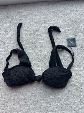 Zaful Black Ribbed Knot Bikini Top